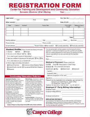 Casper College Registration Form