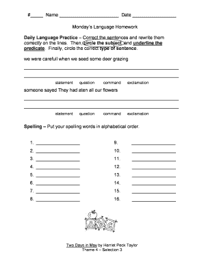 Monday's Language Homework