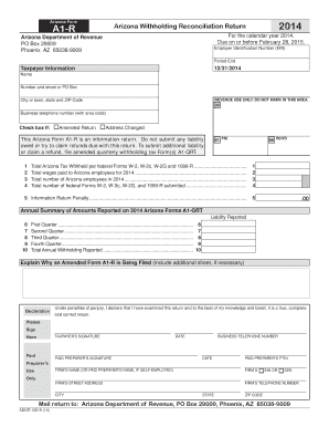 Arizona Form A1-R Withholding Reconciliation Return