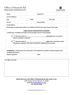 Home-School Certification Form