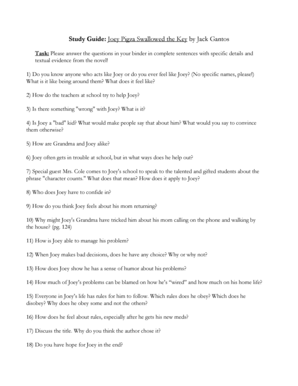 Joey Pigza Swallowed the Key Study Guide