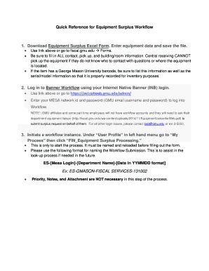 Quick Reference for Equipment Surplus Workflow