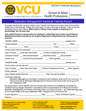 Medication Management Training Record