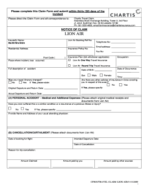 Lion Air Travel Insurance Claim Form