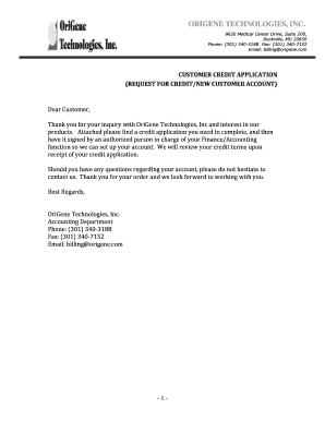 Customer Credit Application