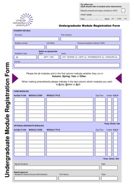 Undergraduate Module Registration Form