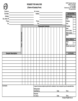 Laboratory Analysis Request Form