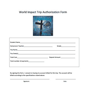 World Impact Trip Authorization Form