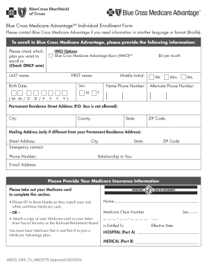 Blue Cross Medicare Advantage Enrollment Form