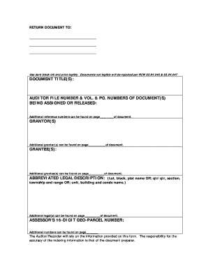 Washington State Document Return Form