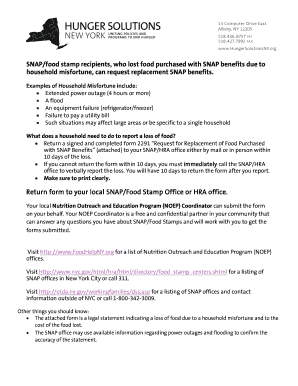 Request for Replacement of Food Purchased with SNAP Benefits