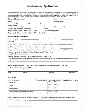Employment Application Form