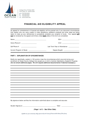 Financial Aid Eligibility Appeal