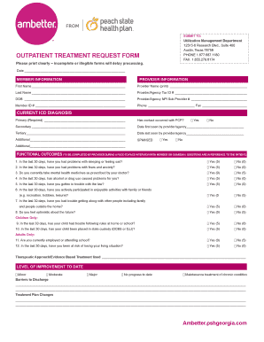 Outpatient Treatment Request Form