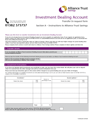 Investment Dealing Account Transfer In Request Form