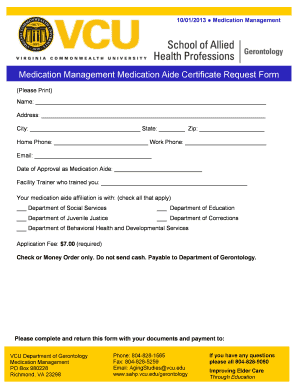 Medication Aide Certificate Request Form