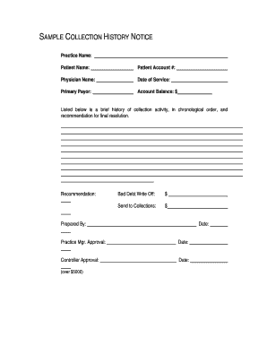 Sample Collection History Notice