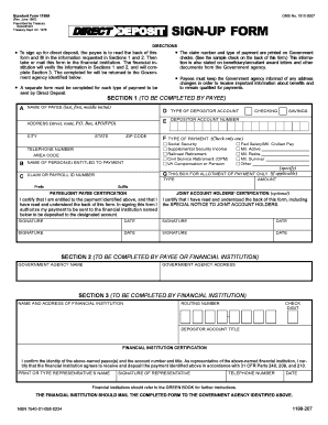 US Federal Direct Deposit Sign-Up Form