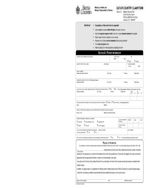 British Columbia Out-of-Country Medical Claim Form