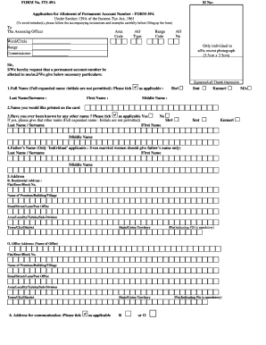 Form 49A Application for Permanent Account Number