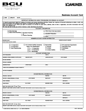 Business Account Card Application