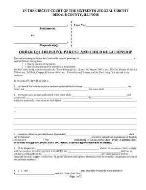 Order Establishing Parent and Child Relationship