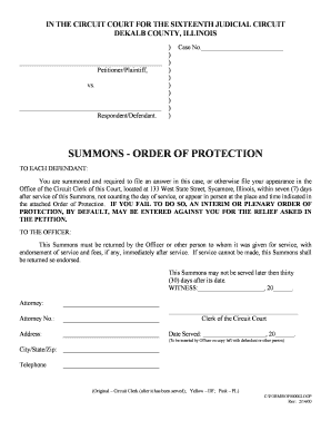Summons Order of Protection