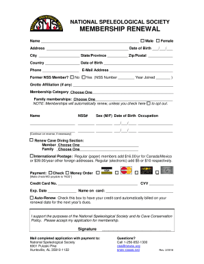 National Speleological Society Membership Renewal