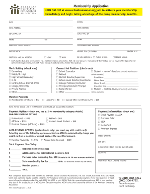 Membership Application for American School Counselor Association