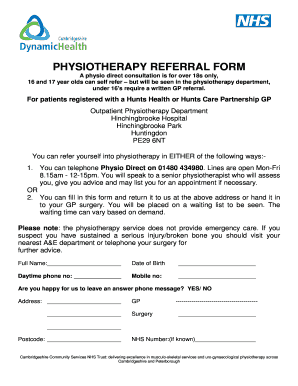 Physiotherapy Referral Form