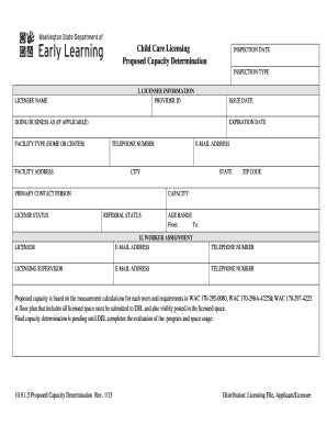 Child Care Licensing Proposed Capacity Determination
