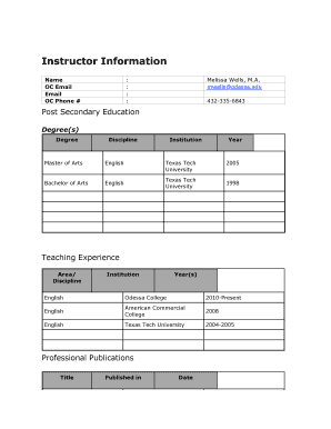 Instructor Information Form