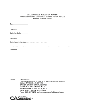 Miscellaneous Deduction Payment Form