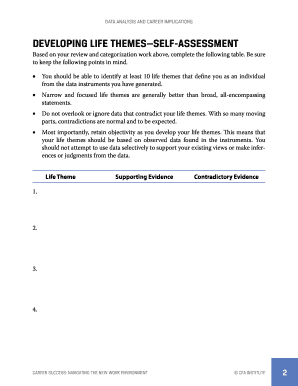 Career Implications Self-Assessment Form