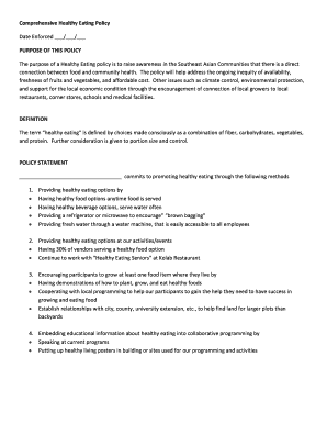 Comprehensive Healthy Eating Policy