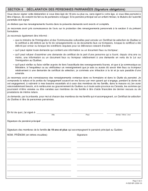 Formulaire de déclaration des personnes parrainées