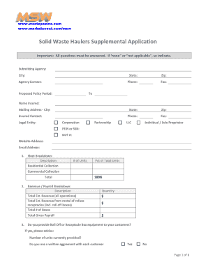 Solid Waste Haulers Supplemental Application