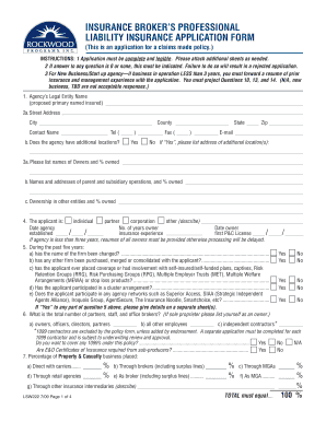 Insurance Broker Professional Liability Application Form