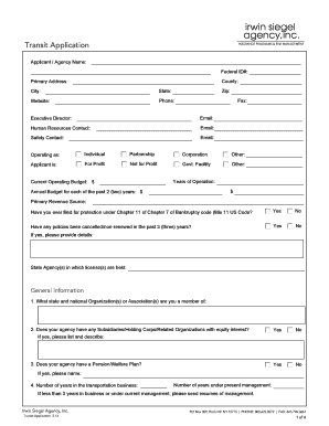 Transit Application for Insurance Programs