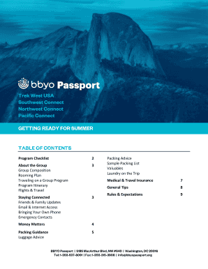 BBYO Passport Program Checklist