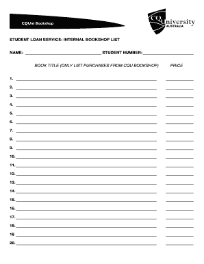 Student Loan Service Bookshop List