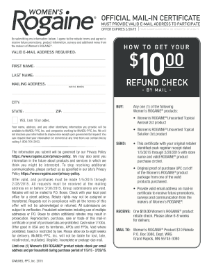 Women's ROGAINE Product Rebate Form