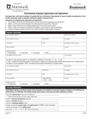 Participating Employer Application and Agreement