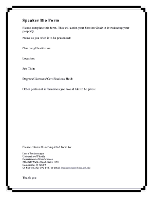 Speaker Bio Form