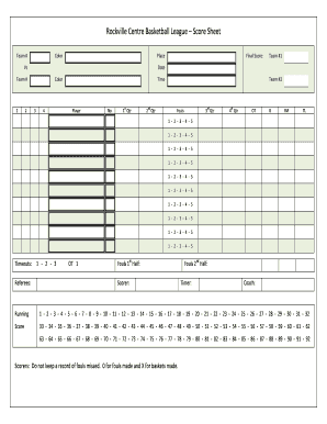 Basketball score sheets - rvcbl