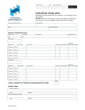 Individual Study Plan Form