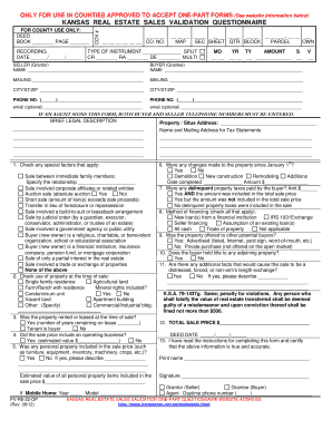Kansas Real Estate Sales Validation Questionnaire