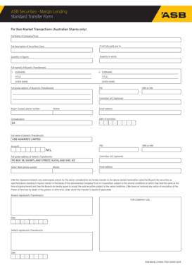 ASB Securities Margin Lending Transfer Form