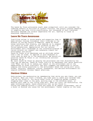 Leave No Trace Awareness Award Application