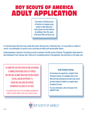 Boy Scouts of America Adult Application